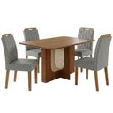 Ver imagem 1 de Mesa de Jantar Louise Mdf com 4 Cadeiras Estofadas Linho Grafite Molci