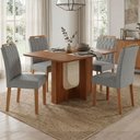Ver imagem 2 de Mesa de Jantar Louise Mdf com 4 Cadeiras Estofadas Linho Grafite Molci