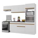 Ver imagem 1 de Armário de Cozinha Compacta 4 Peças com Rodapé Mp2176 Made Multimóveis Branco/dourado