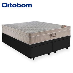 Cama Box Baú Queen Suede Bipartido + Colchão Ortobom Airtech Molas Ensacadas 65x158x198 Cor:Preto - 6