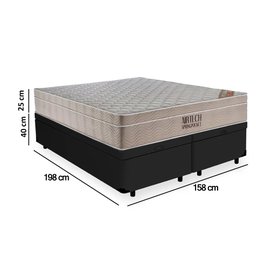 Cama Box Baú Queen Suede Bipartido + Colchão Ortobom Airtech Molas Ensacadas 65x158x198 Cor:Preto - 3