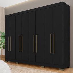 Guarda Roupa Casal 8 Portas 2 Gav Natasha Preto Fosco - Móveis Arapongas Preto Fosco - 1