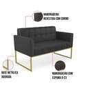 Ver imagem 6 de Sofá Namoradeira Elisa Corino Base Metálica Industrial Dourado - D'Rossi Preto