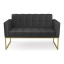 Ver imagem 3 de Sofá Namoradeira Elisa Corino Base Metálica Industrial Dourado - D'Rossi Preto