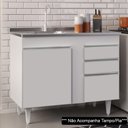 Ver imagem 6 de Balcão Gabinete 100cm sem Tampo 3 Portas 2 Gavetas Luziania Branco - Lumil Móveis
