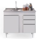 Ver imagem 2 de Balcão Gabinete 100cm sem Tampo 3 Portas 2 Gavetas Luziania Branco - Lumil Móveis