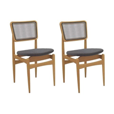 Kit 2un Cadeiras Cozinha Stela Madeira Carv/Fendi Kappesberg