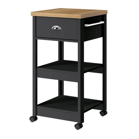 Aparador Carrinho Café 1 Gaveta 45 Cm Ba130 Preto Dtall