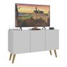 Rack Retrô para Tv até 32 Polegadas com 3 Portas Multimóveis Mp1067 Branco/natural - 1