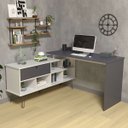 Ver imagem 4 de Mesa Escrivaninha em L com Porta e 6 Nichos Hawaii Branco/grafito