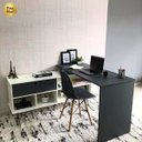 Ver imagem 6 de Mesa Escrivaninha em L com Porta e 6 Nichos Hawaii Branco/grafito