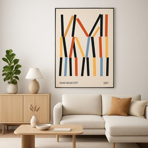 Quadro Canvas Bauhaus Minimalista-forma 40x30cm Mold Branca