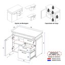 Ver imagem 3 de Balcão de Escritório Extensível 90cm 1 Porta com Chave 3 Gavetas Multimóveis CR25299 