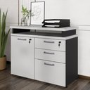 Ver imagem 1 de Balcão de Escritório Extensível 90cm 1 Porta com Chave 3 Gavetas Multimóveis CR25299 