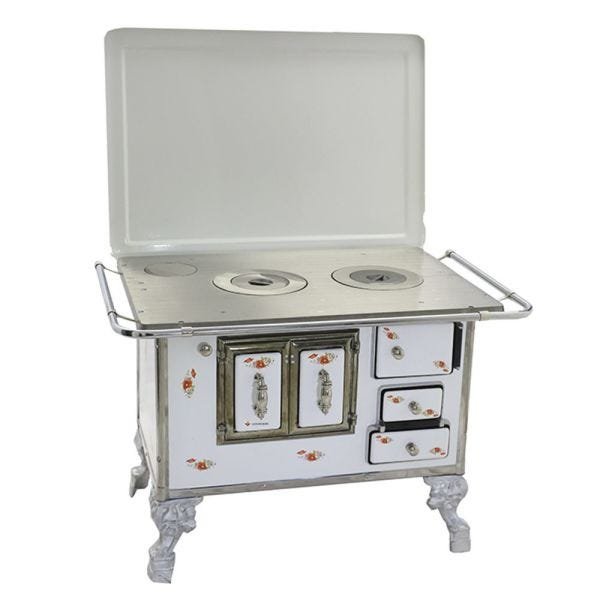 Fogão a Lenha Provençal Venâncio 03 com Tampa Branco Florido