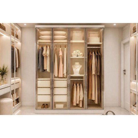 Guarda Roupa Closet Modulado Casal 4PTS 3g Rizon Neve N. Horizonte