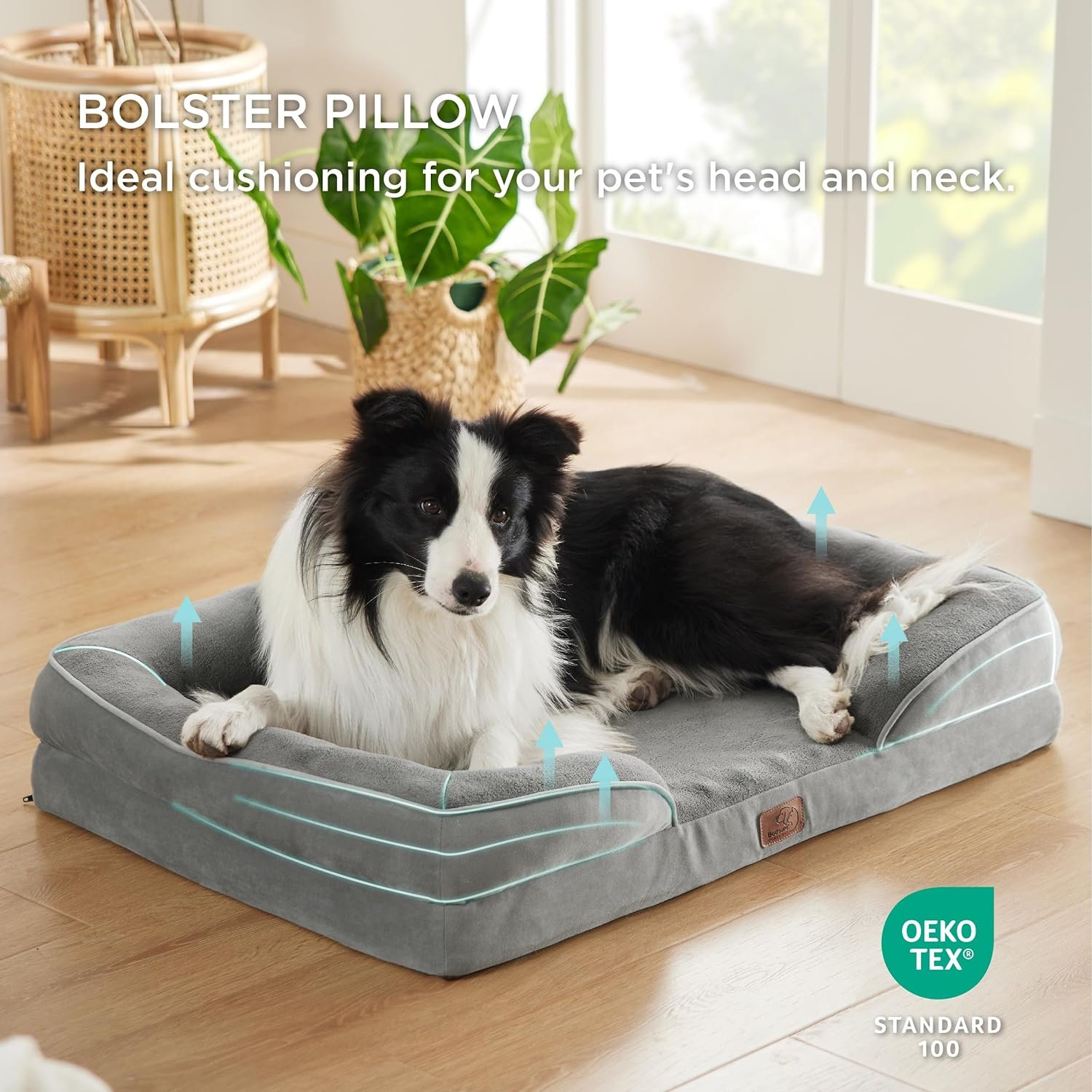 Bedsure Cama Ortopédica Grande para Cães Grandes Cinza - 4