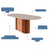 Mesa de Jantar Oval 210 Cm 8 Lugares Julieta Tampo Mdf/vidro Cinamomo/off White - 2