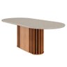 Mesa de Jantar Oval 210 Cm 8 Lugares Julieta Tampo Mdf/vidro Cinamomo/off White - 1