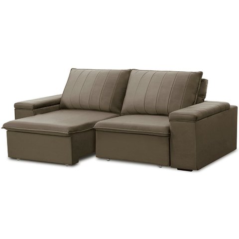 Sofá 3 Lugares Retrátil Reclinável para Sala 205cm Malfati F04 Veludo Amêndoa - Lyam Decor