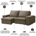 Ver imagem 4 de Sofá 3 Lugares Retrátil Reclinável para Sala 205cm Malfati F04 Veludo Amêndoa - Lyam Decor