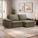 Ver imagem 3 de Sofá 3 Lugares Retrátil Reclinável para Sala 205cm Malfati F04 Veludo Amêndoa - Lyam Decor