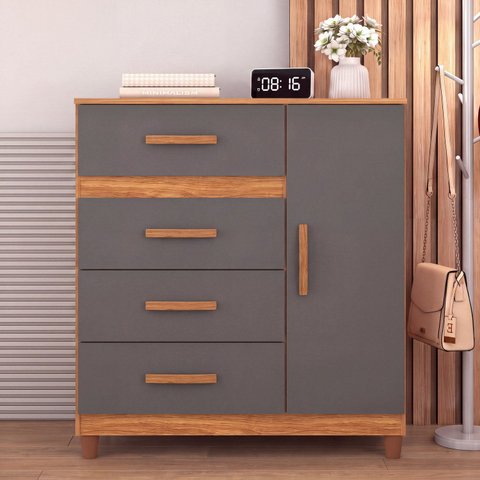 Cômoda Leme 1 Porta 4 Gavetas 99x90,5x40cm