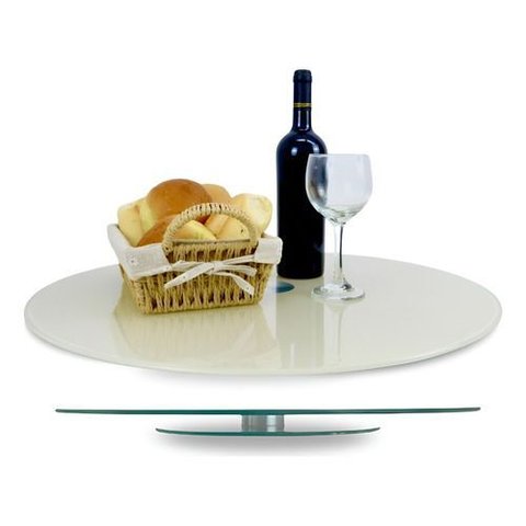 Centro Mesa Prato Giratório Vidro Temperado 60cm Resistente - Off White