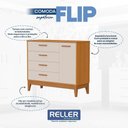 Ver imagem 5 de Jogo de Quarto Infantil Flip Guarda Roupa 4 Portas e Cômoda 1 Porta Areia Fosco/savana - Reller Mó