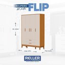 Ver imagem 4 de Jogo de Quarto Infantil Flip Guarda Roupa 4 Portas e Cômoda 1 Porta Areia Fosco/savana - Reller Mó