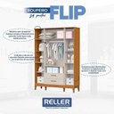 Ver imagem 3 de Jogo de Quarto Infantil Flip Guarda Roupa 4 Portas e Cômoda 1 Porta Areia Fosco/savana - Reller Mó