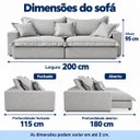 Ver imagem 4 de Sofá Cama Tokyo 2m Linho Molas Ensacadas com Almofadas - Cinza