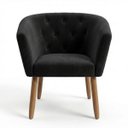 Ver imagem 4 de Jogo 2 Poltronas Estofadas Tecido Veludo Elegante para Sala de Espera Aconchegante Pés de Madeira Re
