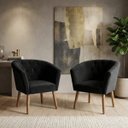 Ver imagem 1 de Jogo 2 Poltronas Estofadas Tecido Veludo Elegante para Sala de Espera Aconchegante Pés de Madeira Re