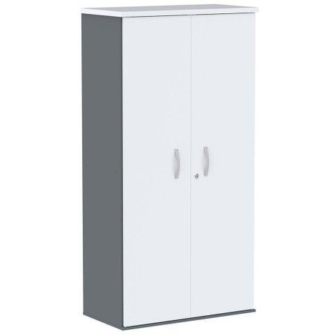 Armário Alto PE25 Pandin 79,20 cm (largura) em MDP Cor Grafito e Branco com Duas portas