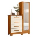 Ver imagem 3 de Guarda Roupa Casal Triton Plus 11 Portas de Bater com Espelho e Cômoda 4 Gavetas Cinamomo Off White