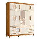 Ver imagem 4 de Guarda Roupa Casal Triton Plus 11 Portas de Bater com Espelho e Cômoda 4 Gavetas Cinamomo Off White