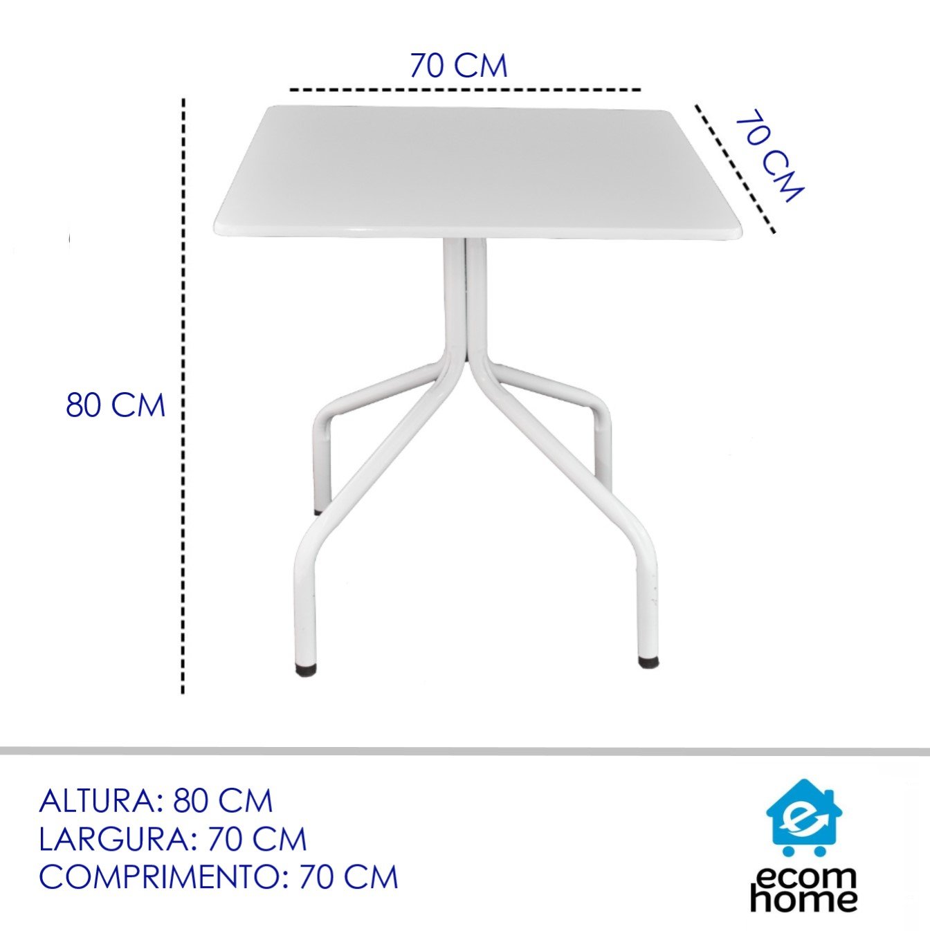 Jogo Mesa Quadrada 70x70 para Restaurante Comércio com 4 Cadeiras Iso Roxa Base Branca - 8