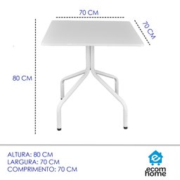 Jogo Mesa Quadrada 70x70 para Restaurante Comércio com 4 Cadeiras Iso Roxa Base Branca - 13