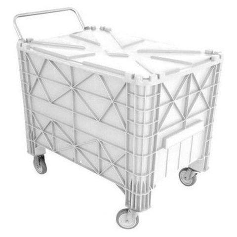 Carrinho para Coleta de Lixo Carrinho Caixa Completa Lixo Carga 370 L Branco com Tampa e Rodas