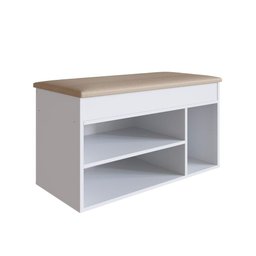 Sapateira Baú com Tampo Estofado Completa Móveis Branco - 3