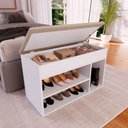 Ver imagem 1 de Sapateira Baú com Tampo Estofado Completa Móveis Branco