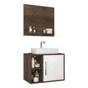Ver imagem 2 de Gabinete para Banheiro com Cuba 60cm Armário Banheiro 1 Porta com Painel Branco e Marrom Arte Cas