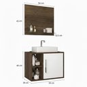 Ver imagem 3 de Gabinete para Banheiro com Cuba 60cm Armário Banheiro 1 Porta com Painel Branco e Marrom Arte Cas