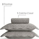 Ver imagem 3 de Colcha Casal com 2 Porta Travesseiros Matelassê Cinza Escuro Quadrat Lyor Cama Posta Poliéster