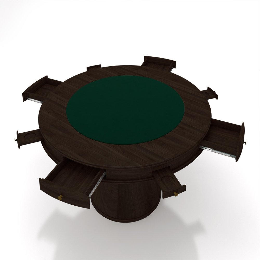 Conjunto Mesa de Jogos Carteado Bellagio Tampo Reversível Verde e 4 Cadeiras Madeira Poker Base Cone - 2