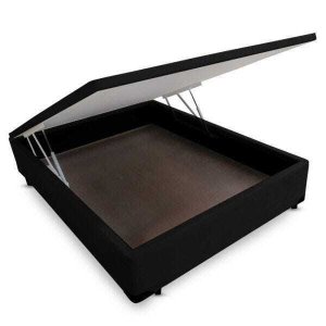 Base Box Baú Casal Suede Preto  39x138x188cm