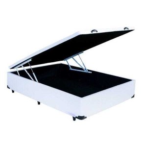 Base Box Baú Casal Co. Sintético Branco 39x138x188cm