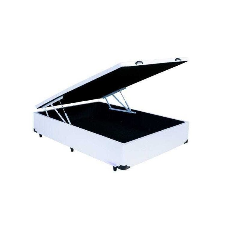 Base Box Baú Casal Co. Sintético Branco 39x138x188cm