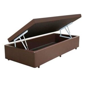 Cama Box Baú Solteiro 88x188 Corino Marrom